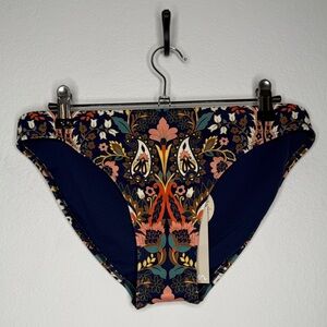 Boden Blue Floral Paisley Mid Rise Bikini Bottoms NWT Pull On Size 8
